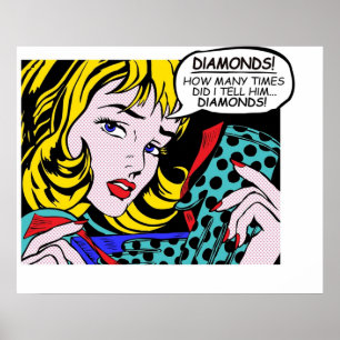 Poster Roy Lichtenstein Comic Art Girl avec gants
