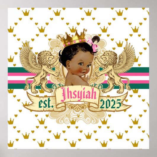 Poster Royal African Princess Pink and Green Elegant (Devant)