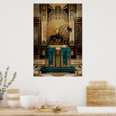 Poster Royal Art Deco Lion Statue Gold Foil (Cuisine)
