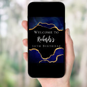 Poster Royal bleu noir agate bienvenue anniversaire