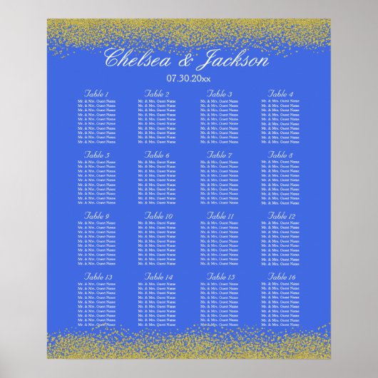 Poster Royal Blue and Gold - 16 Seating Chart (Devant)