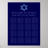Poster Royal Blue Bar Mitzvah Star of David Seating Chart (Devant)