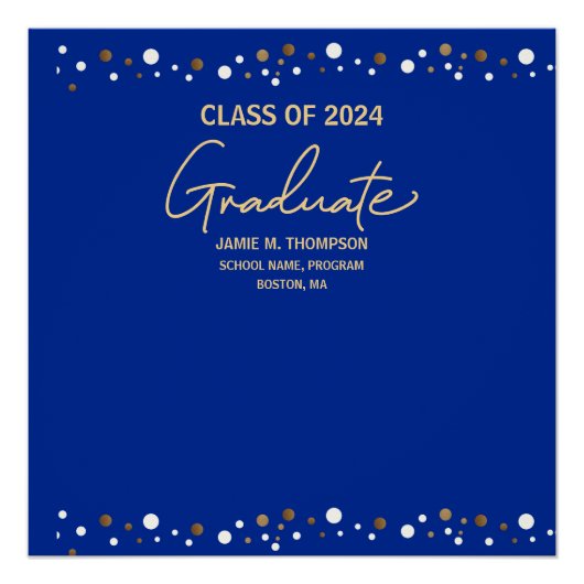 Poster Royal Blue Gold Class of 2024 Custom (Devant)