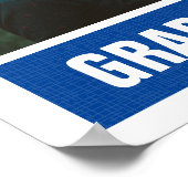 Poster Royal Blue Modern Textured Photo Graduation (Coin)