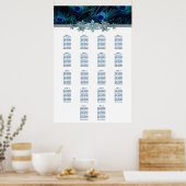 Poster Royal Blue Peacock Wedding Seating Chart (Cuisine)