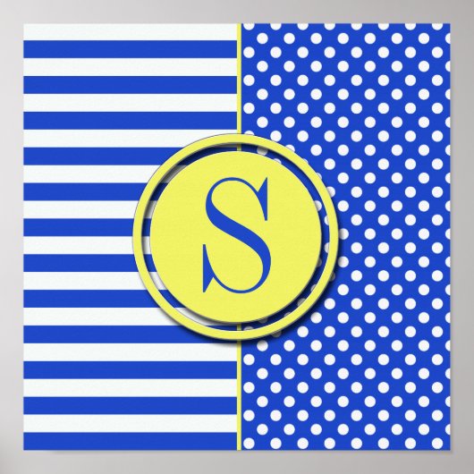 Poster Royal Blue Pois et stries-Monogram STaylor (Devant)
