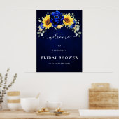 Poster Royal Blue Rustic Sunflower Fête des mariées Bienv (Cuisine)