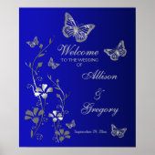 Poster Royal Blue, Silver Grey Mariage Bienvenue (Devant)