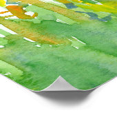 Poster Royal Blue Sunshine Jaune Aquarelle Fleurs (Coin)