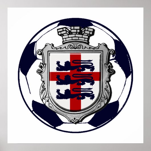 Poster Royal England Soccer ballon Angleterre Drapeaux du (Devant)