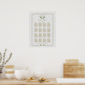 Poster Royal Gold Crest Lush Greenery Seating Chart (Cuisine)
