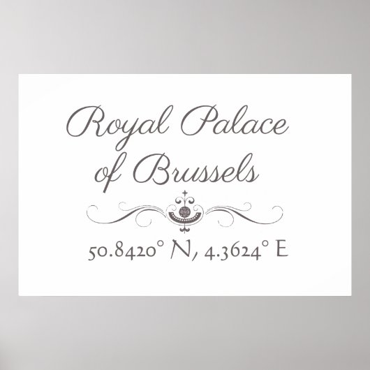 Poster Royal Palace of Brussels Latitude Longitude (Devant)