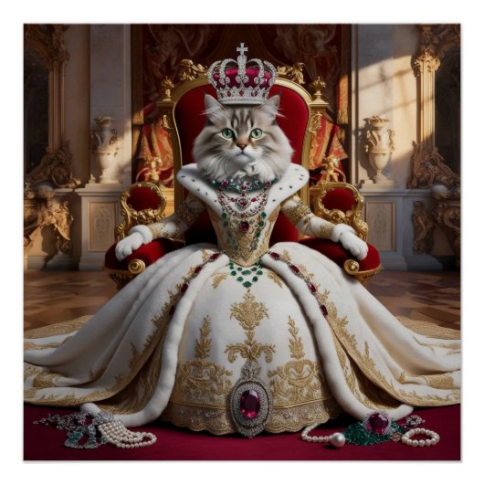 Poster Royal Pet Queen Portrait - Art numérique luxueux (Devant)