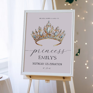 Poster Royal Princess Crown Girl Birthday Party