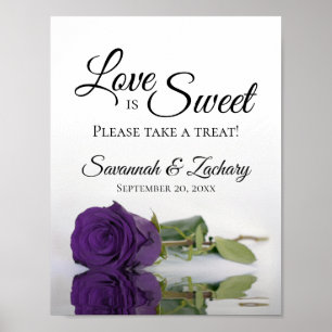 Poster Royal Purple Rose Love is Sweet Mariage Treat