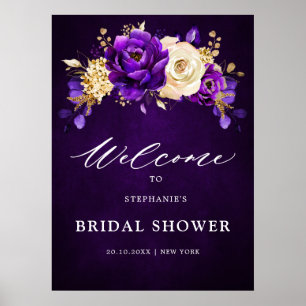 Poster  Royal Purple Violet Gold Bridal Shower Welcome Po