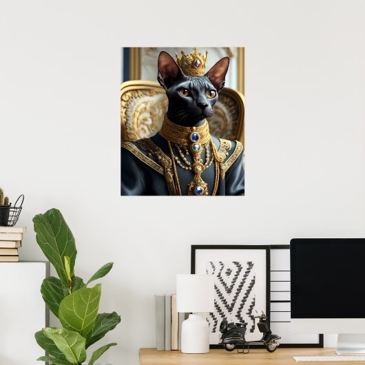 Poster Royal Sphynx Chat King Pet Portrait Art Imprimer (Bureau à domicile)