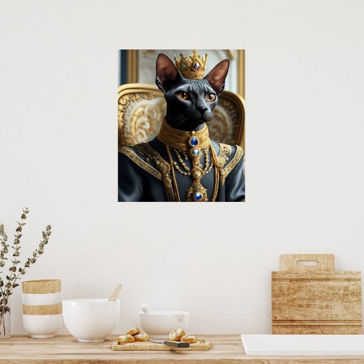 Poster Royal Sphynx Chat King Pet Portrait Art Imprimer (Cuisine)