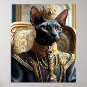 Poster Royal Sphynx Chat King Pet Portrait Art Imprimer (Devant)