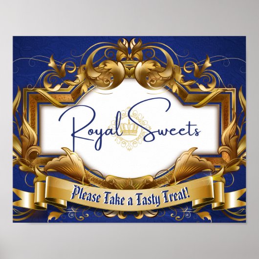 Poster Royal Sweets Blue & Gold Elégant Panneau de Buffet (Devant)