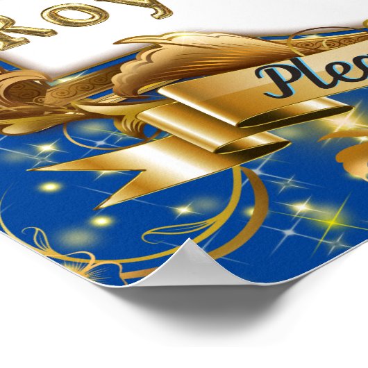 Poster Royal Sweets|Blue & Gold Parties scintillant Elega (Coin)