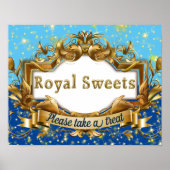Poster Royal Sweets|Blue & Gold Parties scintillant Elega (Devant)