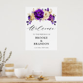 Poster Royal Violet violet or Mariage Floral Bienvenue (Cuisine)