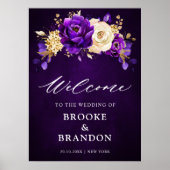 Poster Royal violet violet or Mariage Floral Welcome P (Devant)