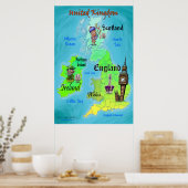 Poster Royaume-Uni Carte des loisirs 24x36 (Cuisine)