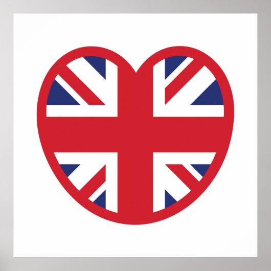 Poster Royaume-Uni Union Jack Flag Heart (Devant)