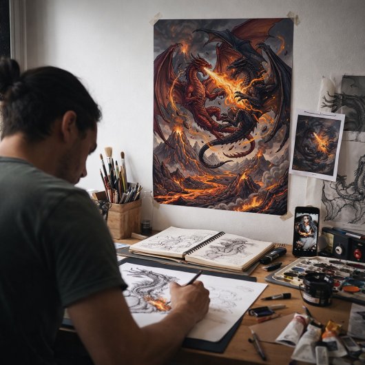 Poster Royaumes mythiques : Choc de dragons