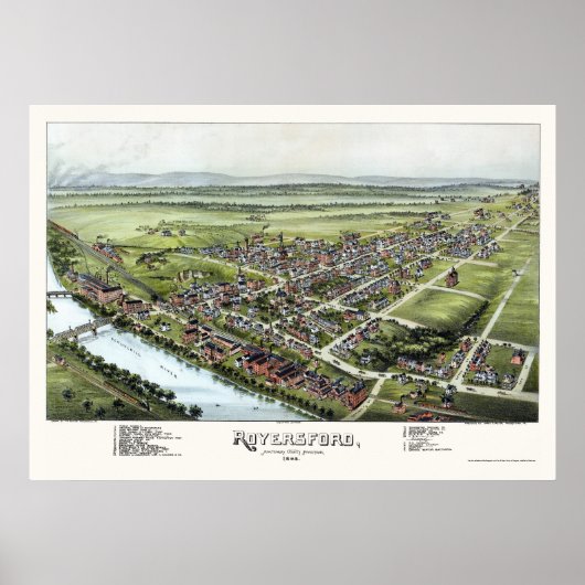 Poster Royersford, PA Carte panoramique - 1893 (Devant)