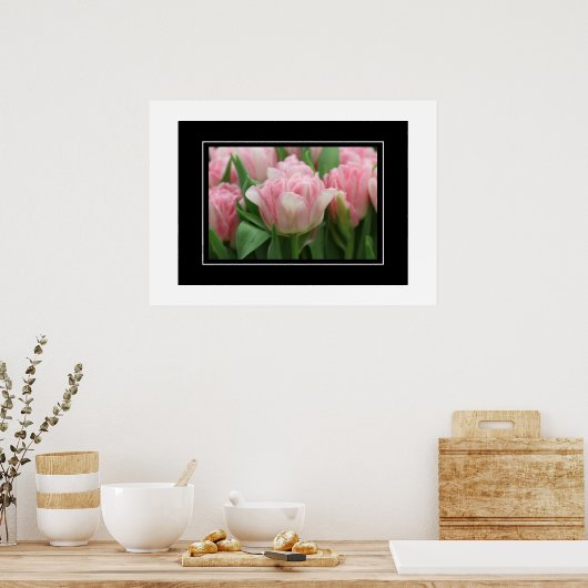 Poster roze tulpen (Keuken)