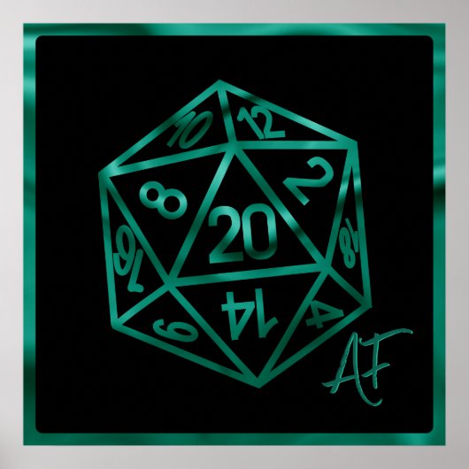 Poster RPG Crit AF | Émeraude Imaginaire Table Gamer Dice (Devant)