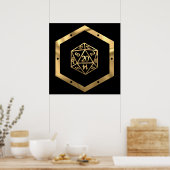 Poster RPG Dice | Gold Old School Tabletop Role Player (Cuisine)