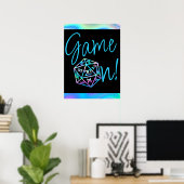 Poster RPG Game On | Holo Retro PnP Tabletop Gamer Dice (Bureau à domicile)