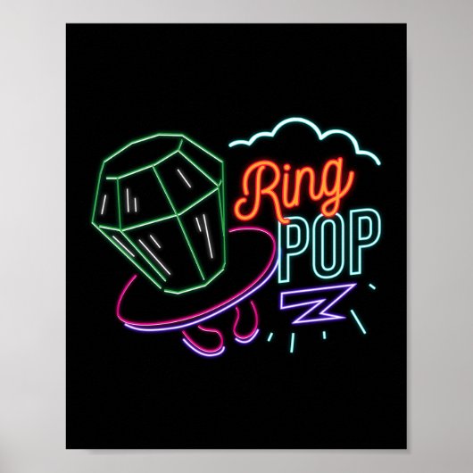 Poster Rtro 80s 90s Neon Ring Pop Candy (Devant)