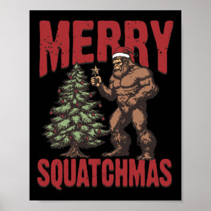 Poster Rtro Western Merry Squatchmas Funny Bigfoot Père N