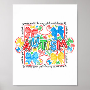Poster Ruban à nœud coquette puzzle autisme Sensibilisati