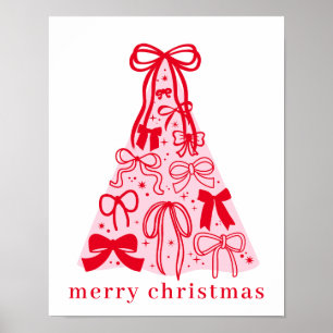 Poster Ruban arc-en-ciel rose rouge Joyeux Noël