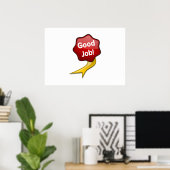Poster Ruban bon emploi rouge (Bureau à domicile)
