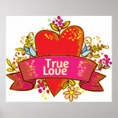 Poster Ruban de cœur d'amour véritable avec éléments flor (Devant)