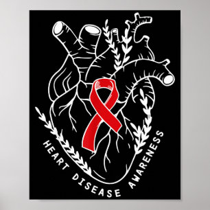 Poster Ruban de coeur d'anatomie de sensibilisation à la