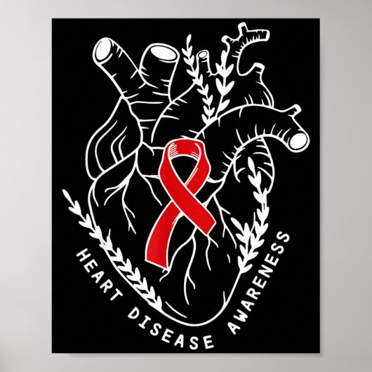 Poster Ruban de coeur d'anatomie de sensibilisation à la (Devant)