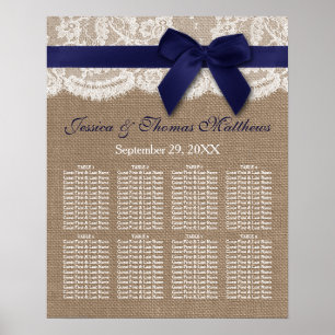 Poster Ruban de la marine sur Burlap & dentelle Mariage c