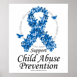 Poster Ruban de mauvais traitement à enfant des papillons