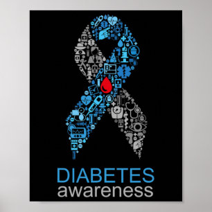 Poster Ruban de sensibilisation au diabète Journée mondia