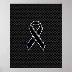 Poster Ruban de sensibilisation en fibre de carbone noir