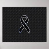 Poster Ruban de sensibilisation noir de style Chrome (Devant)