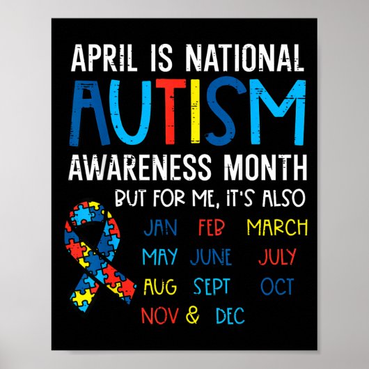 Poster Ruban du Mois de la sensibilisation à l'autisme d' (Devant)